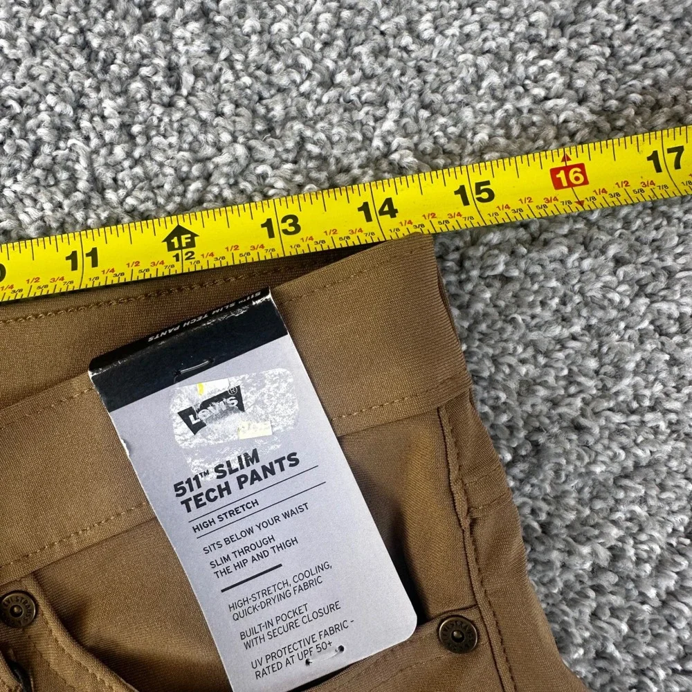 Levis 511 Slim Tech Pants Mens 29x32 Brown Stretch Quick Dry Casual Preppy NWT